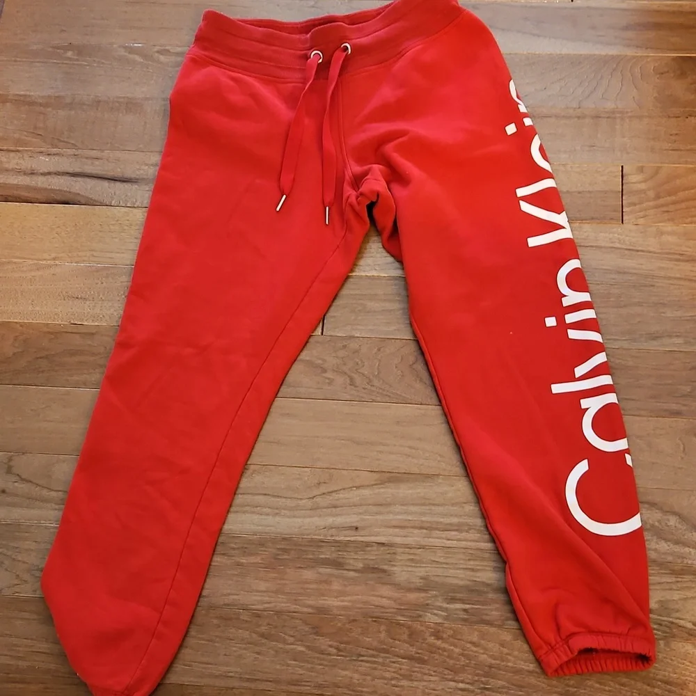 Calvin Klein Red Drawstring Sweatpants